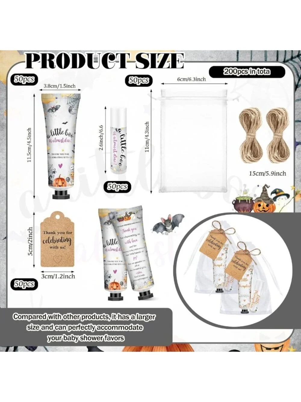 50 Sets Baby Shower Favors - Travel Size Hand Lotion & Lip Balm with Tags & Bags